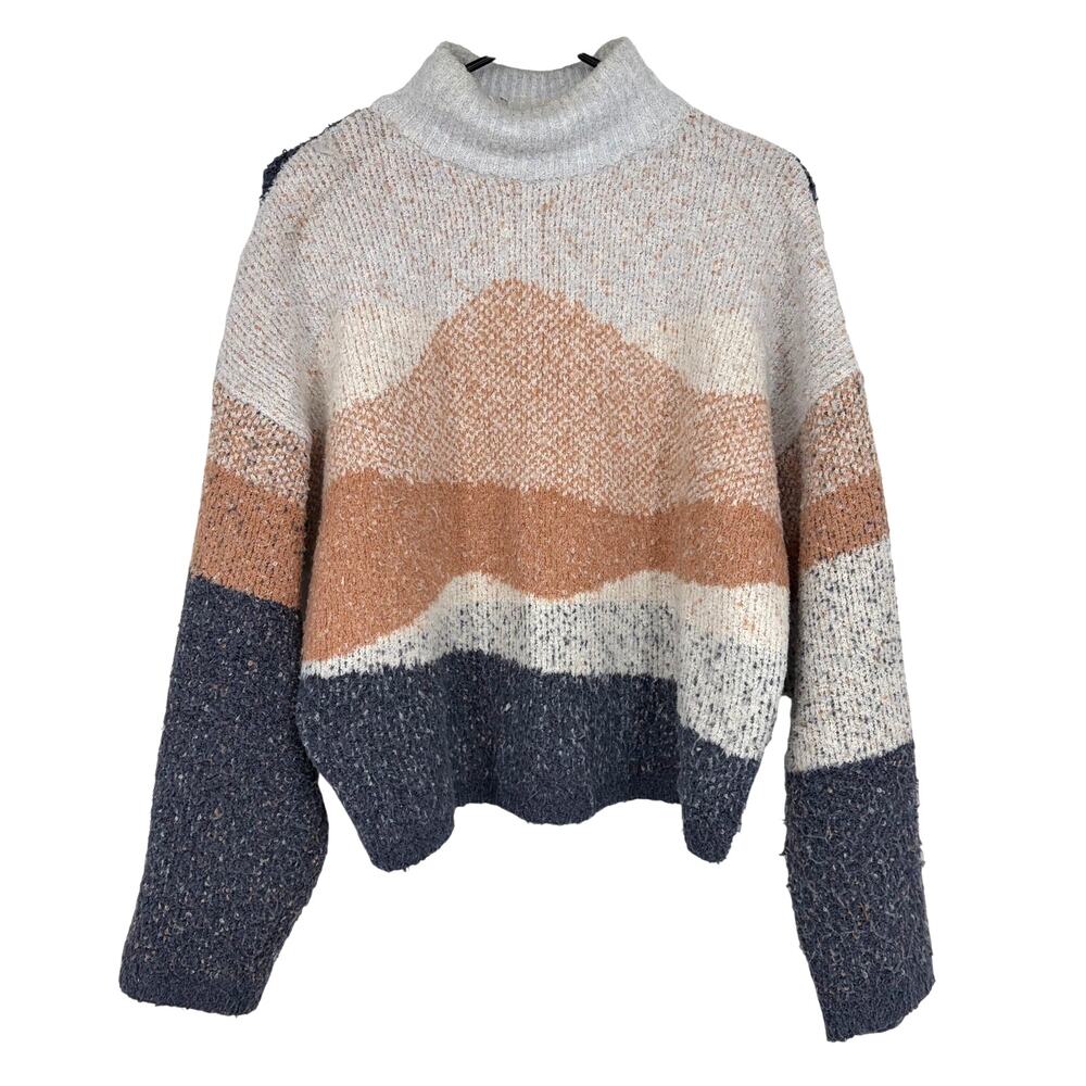 Universal Thread Women's Boho Midi Mountain Cream Mock Neck Sweater Size Small
